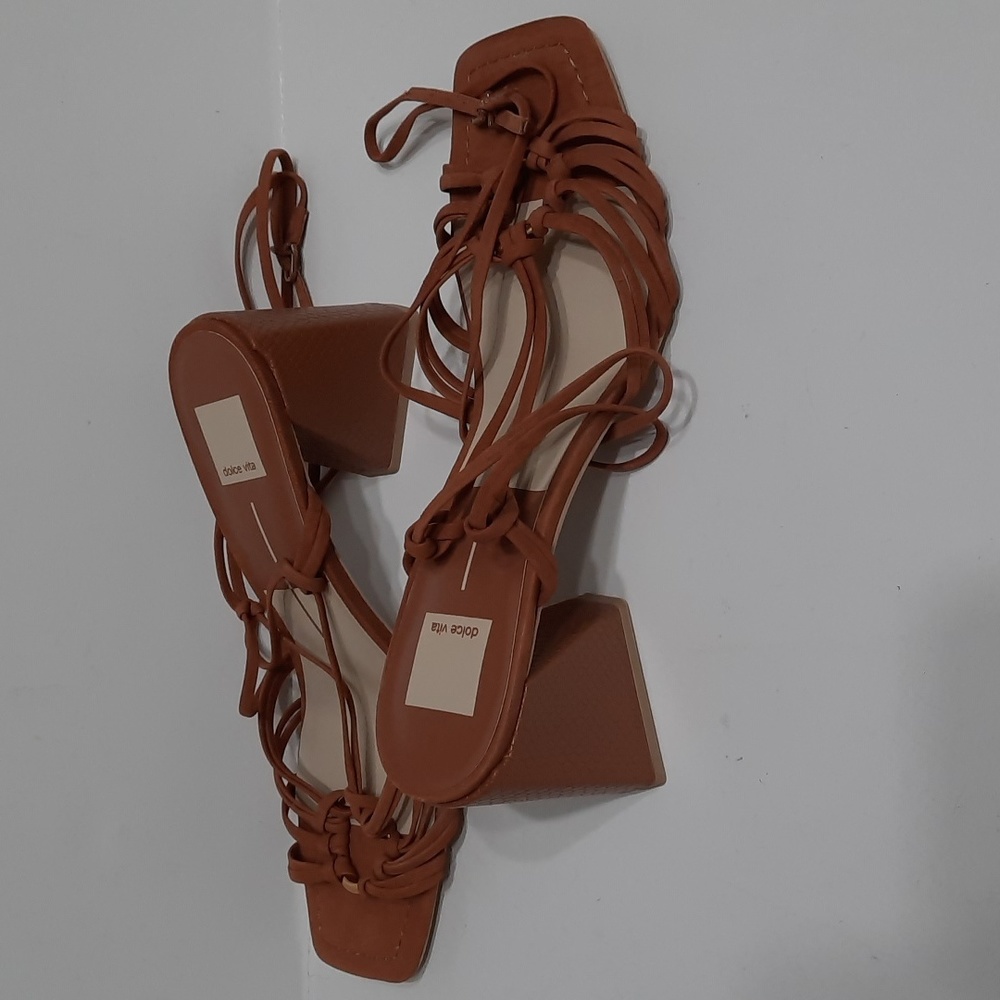 NWT DOLCE VITA BROWN MASH LACE UP SANDALS SZ 10 - Picture 7 of 12